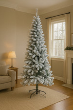 Sapin de Noël Blanc Neige Arbre de Décoration de Fête Taille 210 cm 