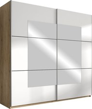 Armoire À Portes Coulissantes Sanremo Chêne Blanc 221x61x210cm Miroir