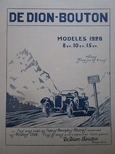 3/1926 PUB AUTOMOBILE MOTEUR DE DION BOUTON PUTEAUX MODELES 1926 ORIGINAL AD