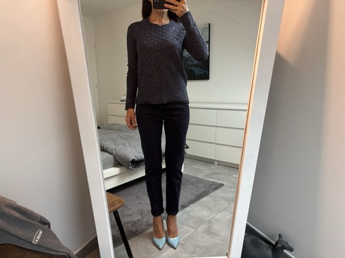 Pull bleu chiné laine - pull, en