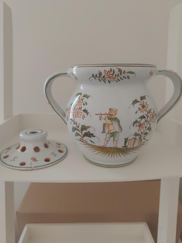 Pot couvert faïence décor - faïence,