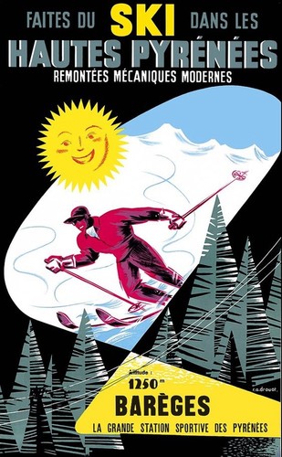 Affiche poster ski pyrénées - affiche,