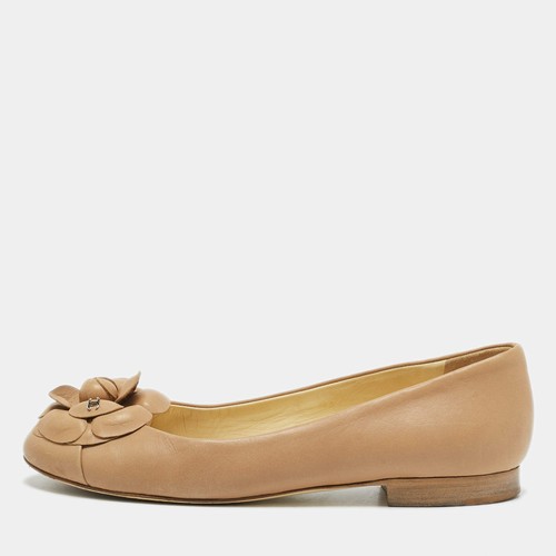 Ballerines cuir beige - en,