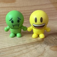 Lot 2 Figurines Fiam Automazione 5cm Emoji Smile Jaune Et Vert 