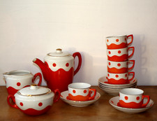 Service à Café années 60-70 °o° Faience Orange Sarreguemines Digoin Déco Design