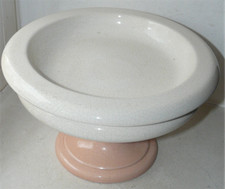 COUPE SUR PIED EN CERAMIQUE CRAQUELE BLANCHE ET ROSE STYLE ART DECO 