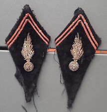 Pattes de Col Aiglon 1920-1940 Officier du Génie velours et cannetille  ORIGINAL