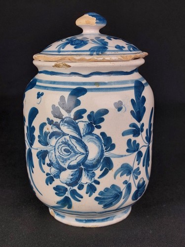 Majolique pot couvert - , fin