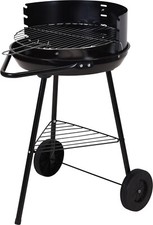 Grille Noir Avec Roues Barbecue de Jardin à Charbon Bois Rond