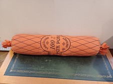 BOUDIN DE PORTE HUMORISTIQUE VINTAGE "SAUCISSON DE MÉNAGE 100% PUR PORC" ORANGE