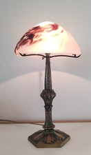 Lampe Style ART Nouveau Bronze Motifs Floraux Et Pate De Verre
