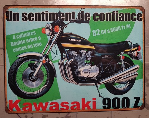 Plaque métal vintage - métal, kawasaki