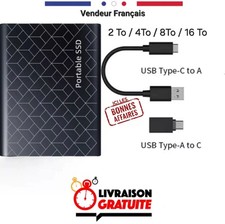 Disque Dur Externe Portable SSD 2 à 16 To USB  Type C Stockage grande capacité