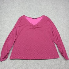 Gudrun Sjoden Shirt XL Rose Organique coton Jersey Ruched-Sleeve Haut Chemisier