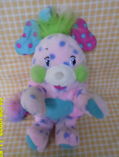 ? LANSAY DOUDOU PELUCHE POPPLES ROSE POIS VIOLET 30CM 2001..ETAT NEUF