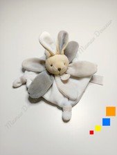 Doudou Plat/Mouchoir Lapin Beige Blanc Pétale Mini Collector Doudou Et Compagnie
