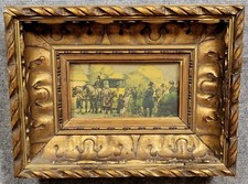 Tableau aquarelle scéne animée époque fin XIXeme