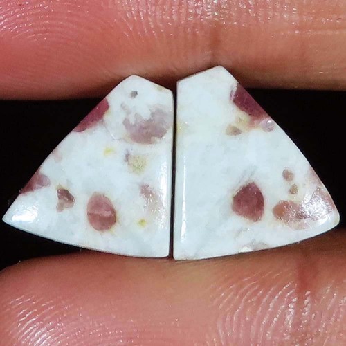 Paire cabochon quartz - de, en