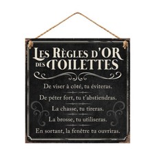 Plaque métal régles  WC, décoration murale porte de toilette, déco humoristique