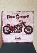 Plaque métal vintage chopper, déco rétro route 66, déco murale moto & rider