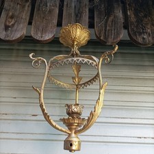 Rare ancienne lanterne cylindrique en bronze style Louis XVI - A restaurer