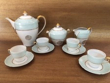 Luxury RAYNAUD Coffee Service - White & Eau de Nil Porcelain - Hand-Gilded Gold