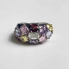 Bague Maty  T52 Pierres Multicolores Argent 925 Vintage