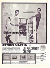 PUBLICITE ADVERTISING 034 1963 ARTHUR MARTIN réfrigérateur série OR