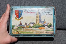 Ancienne Boite Tôle Lithographiée Galettes Saint Guénolé Bourg de Batz