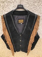 Gilet cuir retourné type motard indien.