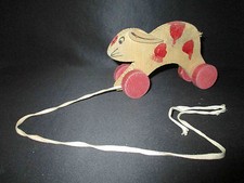 ancien jeux jouet d'enfant lapin à roulette à tirer fin XIX ème