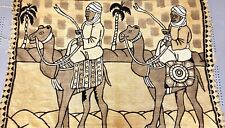 Bogolan Tenture Murale Mali Afrique Désert et Cavaliers sur Dromadaires 172x120