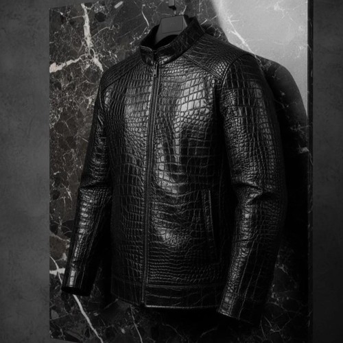 Veste cuir gaufré - cuir,