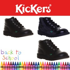 Kickers Hi Junior Garçons / Filles À L'École Bottes en Noir Tailles UK 3 - 6