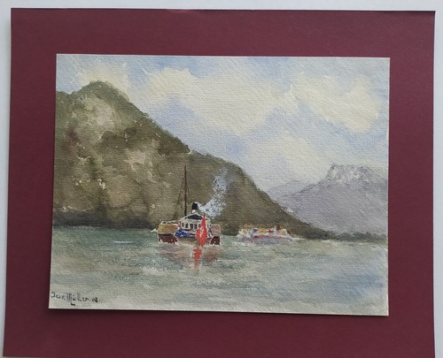Aquarelle bateau vapeur sur - , le