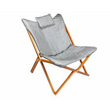 MIDLAND Fauteuil Butterfly Toile Amovible Structure Pliante Sac de Rangement Cam