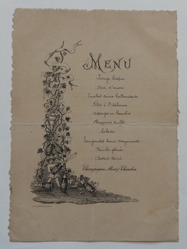 Menu ancien manuscrit - menu,