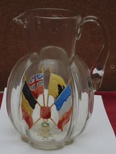 tres rare magnifique ancien carafe pichet émaillé legras commémoration drapeaux