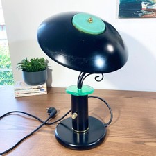 Lampe postmoderne noire et verte – Design Memphis années 80 – Verre et métal