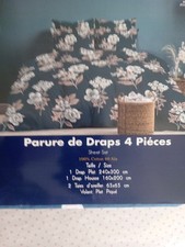 Parure De lit 4 pièces 100%coton Drap Plat 240x300 Drap Housse 160 X200 cm