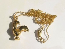 BEAU PENDENTIF COQ PORTUGAIS ANCIEN + CHAÎNE 50,5cm / En ARGENT Doré