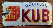 Ancienne plaque émaillée bombée BOUILLON KUB émail Ed jean cuisine café  24x49cm