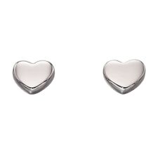 Petit Coeur Boucles D'Oreilles 9ct or Blanc 375 Poinçonnée Britannique Fabriqué