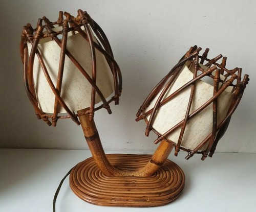 Lampe chevet bambou rotin - chevet,