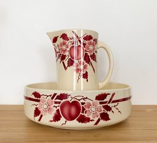 Cruche et cuvette en céramique vintage Hamage & Moulin des Loups année 1950