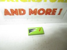 Lego - 1x Tile Decorated 1x2 Red 'NXT' Black Lime Flames Pattern 8119 3069bpb121