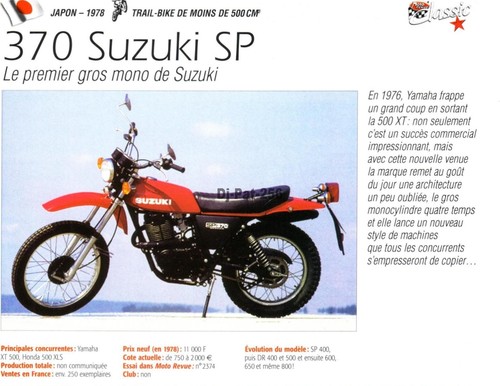 Fiche moto suzuki 370 - :, sp