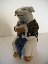 ANCIENNE TIRELIRE BRISER CASSER COCHON AVEC PARAPLUIE fin 19éme GRES ? FAIENCE ?