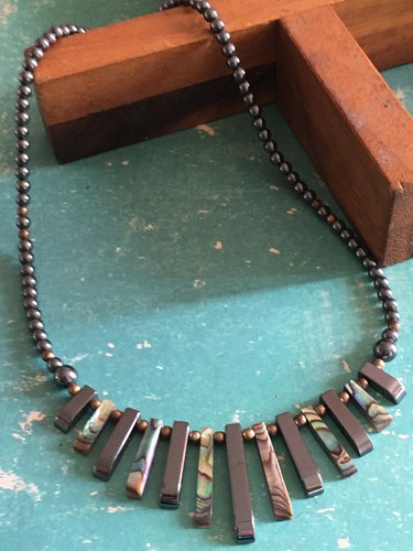 Vintage collier hématite - en, &