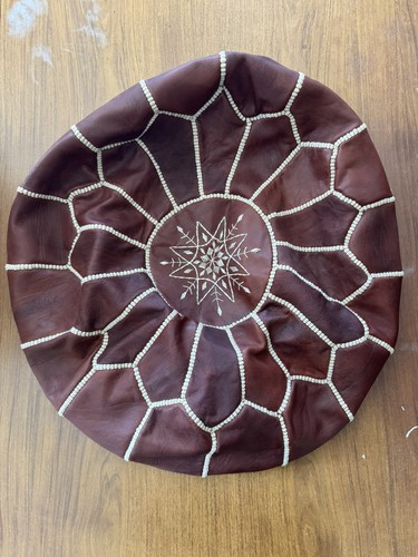 Dark brown round pouf - pouf,